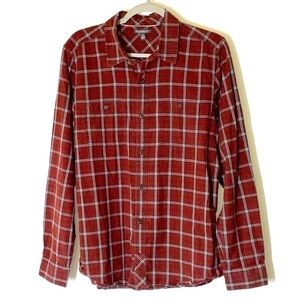 TOAD&CO Organic Cotton Wash & Wear red plaid button down shirt western men’s XL